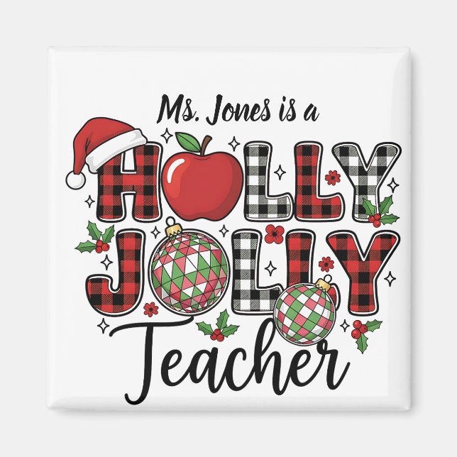 Imán Holly Jolly Teacher Magnet (Frente)