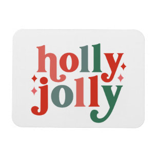 Imán Holly Jolly - Tipografía de vacaciones retro