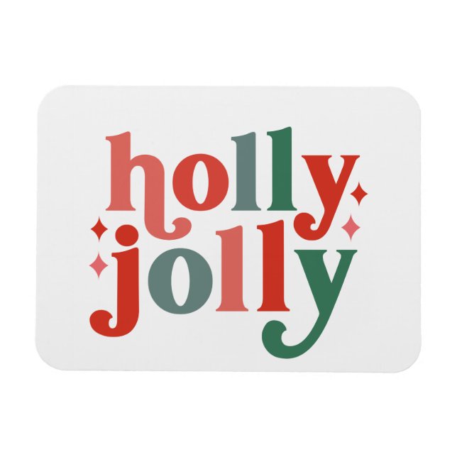 Imán Holly Jolly - Tipografía de vacaciones retro (Horizontal)