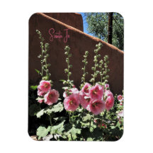 Hollyhocks y Adobe Santa Fe New Mexico Magnet
