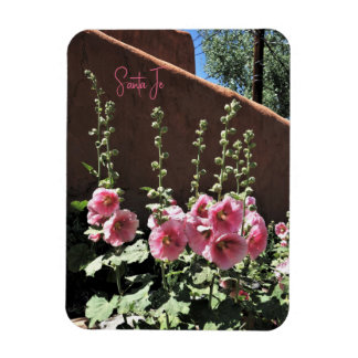 Imán Hollyhocks y Adobe Santa Fe New Mexico Magnet