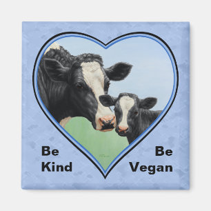 Imán Holstein Cow & Calf Blue Heart Vegan