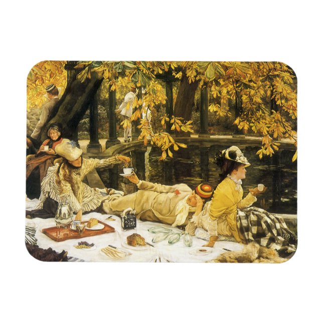 Imán Holyday, el picnic de James Tissot, arte victorian (Horizontal)