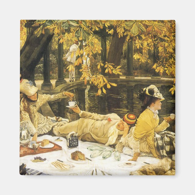 Imán Holyday, el picnic de James Tissot, arte victorian (Frente)