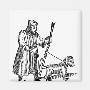 Imán Hombre caminando por su perro