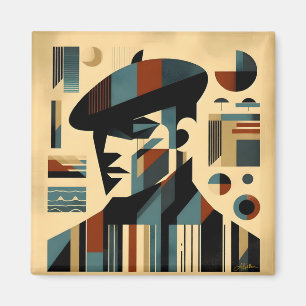Imán Hombre De Arte Moderno De Mediados Del Siglo Con B