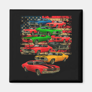 Imán Hombre de coche clásico muscular bandera americana