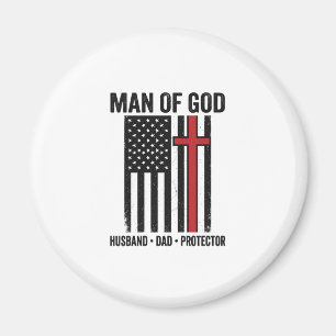 Imán Hombre de Dios Diseño de Camiseta Cristiana Cruz P