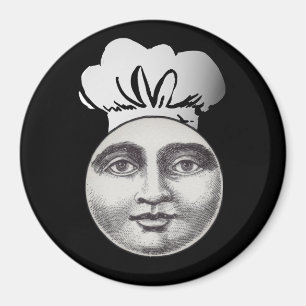 Imán Hombre de época en la luna todo el rostro chef gor
