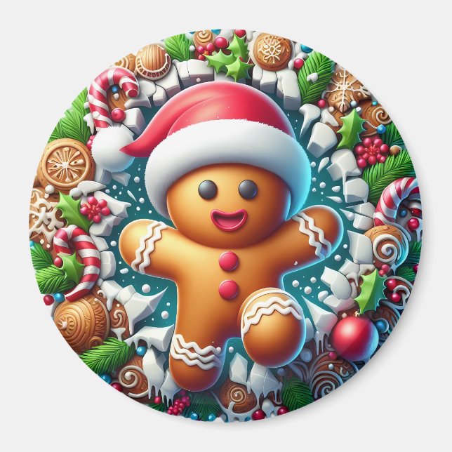 Imán Hombre de Jengibre Iman de Navidad (Frente)