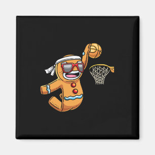 Imán Hombre de jengibre jugando Navidades de baloncesto