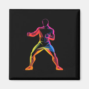 Imán Hombre de kickboxing estilo caricatura kickboxer S