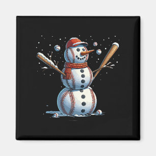 Imán Hombre de nieve Béisbol Navidad Invierno