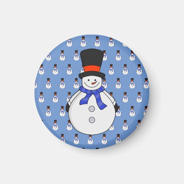 Imán Hombre de nieve con sombrero superior (Frente)