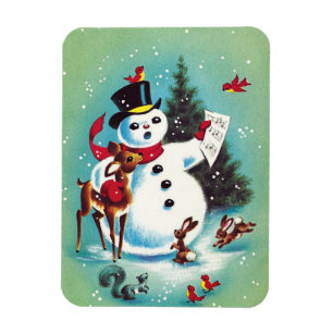 Imán Hombre de nieve de Navidad con animales
