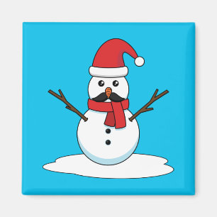 Imán Hombre de nieve gracioso con bigote y garrapata