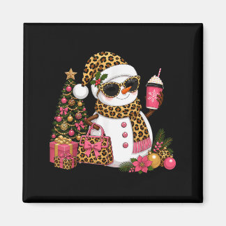 Imán Hombre de nieve leopardo de Navidad Boujee Fiesta