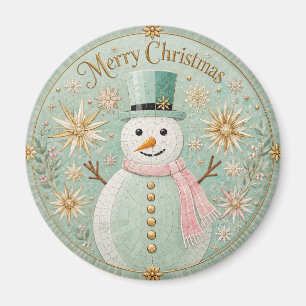 Imán Hombre de nieve mosaico de menta Alegría de Navida