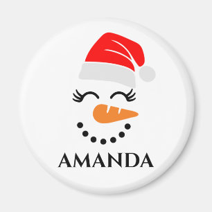 Imán Hombre de nieve navidad personalizado con nombre p