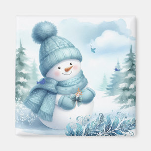 Imán Hombre de nieve País de las Maravillas Azul Hielo