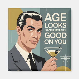 Imán Hombre Elegante con un Martini y Mensaje de Cumple