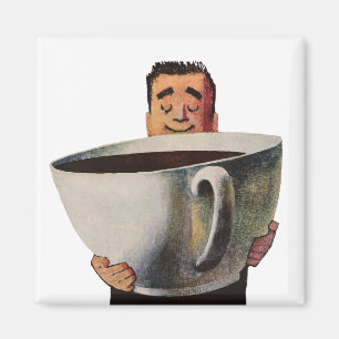Imán Hombre feliz del vintage que bebe la taza de café