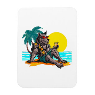 Imán hombre lobo de vacaciones