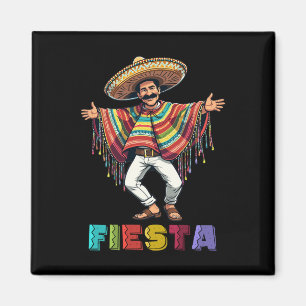 Imán Hombre mexicano en Poncho bailando Fiesta Cinco de