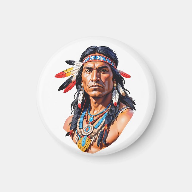 Imán Hombre nativo americano indio (Frente)