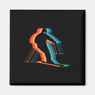 Imán Hombre Retro Esquí Love-r Vintage Esquiador Hecho 