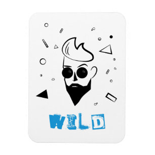 Imán Hombre salvaje - Hombre esbozado en negro, blanco 