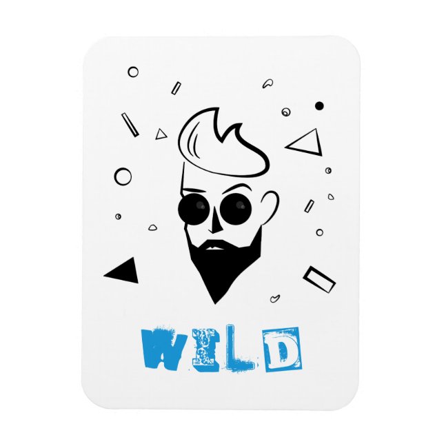 Imán Hombre salvaje - Hombre esbozado en negro, blanco  (Vertical)