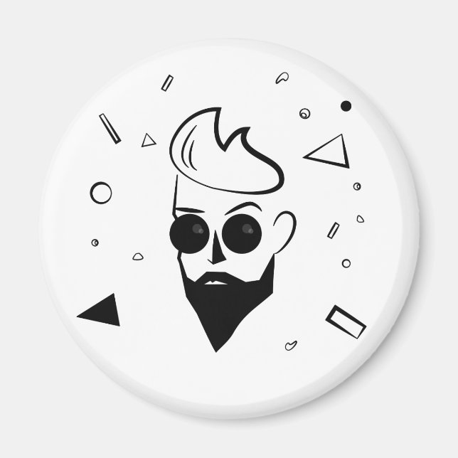 Imán Hombre salvaje - Hombre esbozado en negro, blanco (Frente)