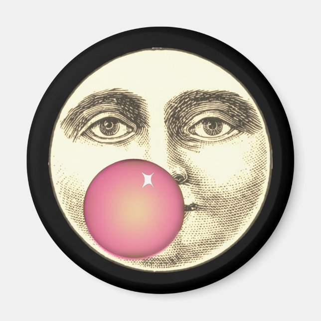 Imán Hombre ventilado en la luna con la cara llena bomb (Frente)