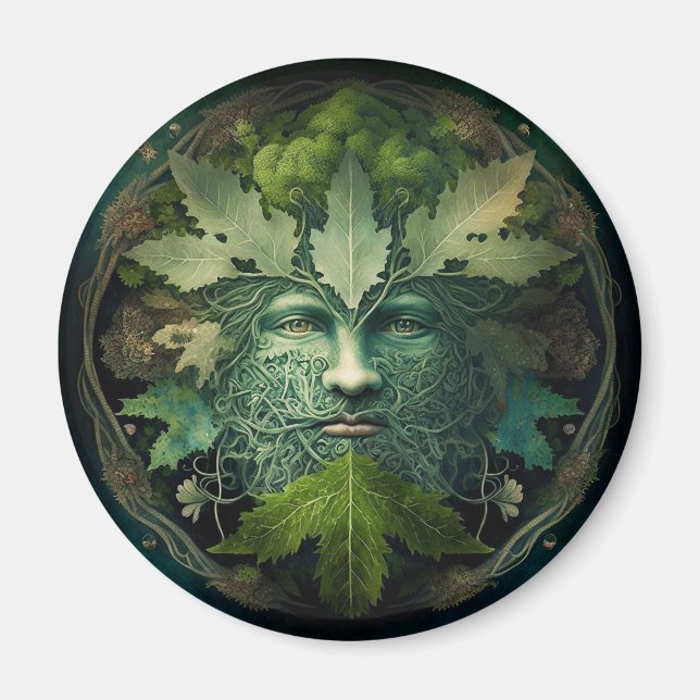 Imán Hombre verde Mandala Fantasía arte (Frente)