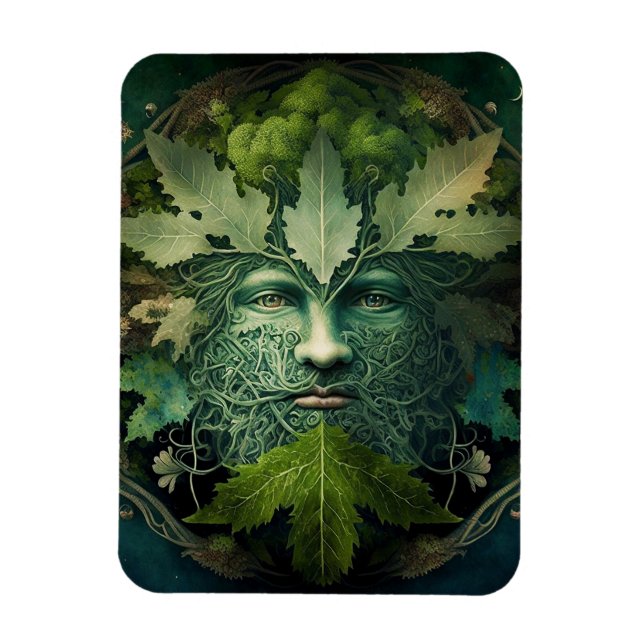 Imán Hombre verde Mandala Fantasía arte (Vertical)