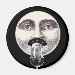 Imán Hombre vintage en la luna micrófono de cara comple