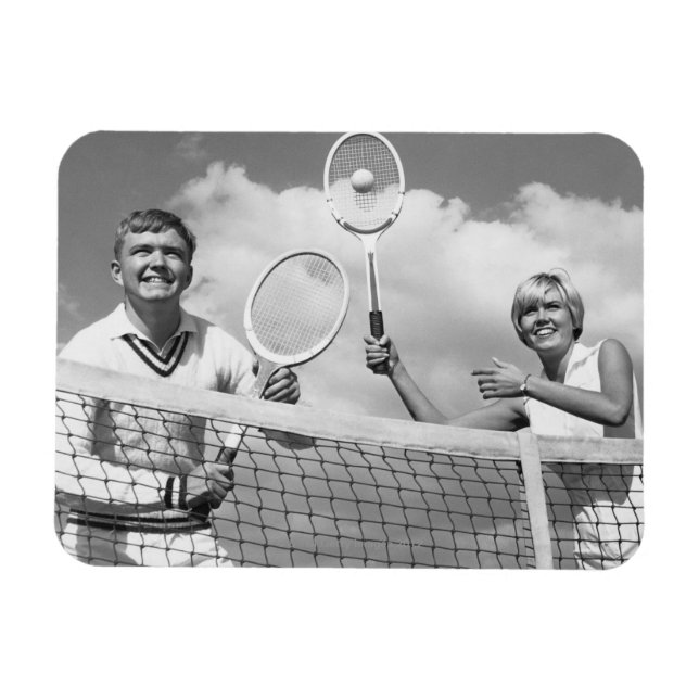 Imán Hombre y mujer jugando al tenis (Horizontal)