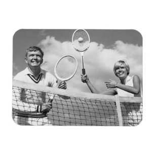 Imán Hombre y mujer que juegan a tenis