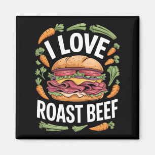 Imán Hombres aman sándwich de carne asada Humor de comi