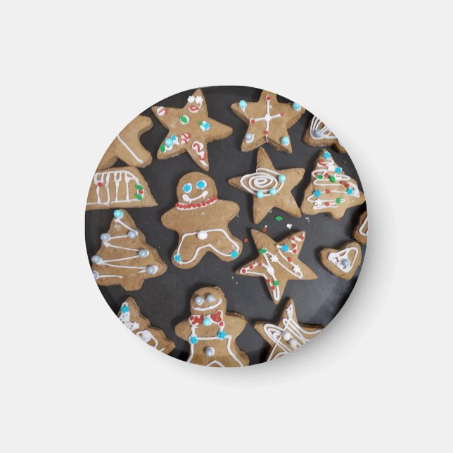 Imán Hombres de Gingerbread Cookies Redondo Magnet (Frente)