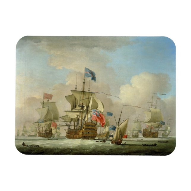Imán Hombres de Guerra Británicos y un esloop, c.1720-3 (Horizontal)