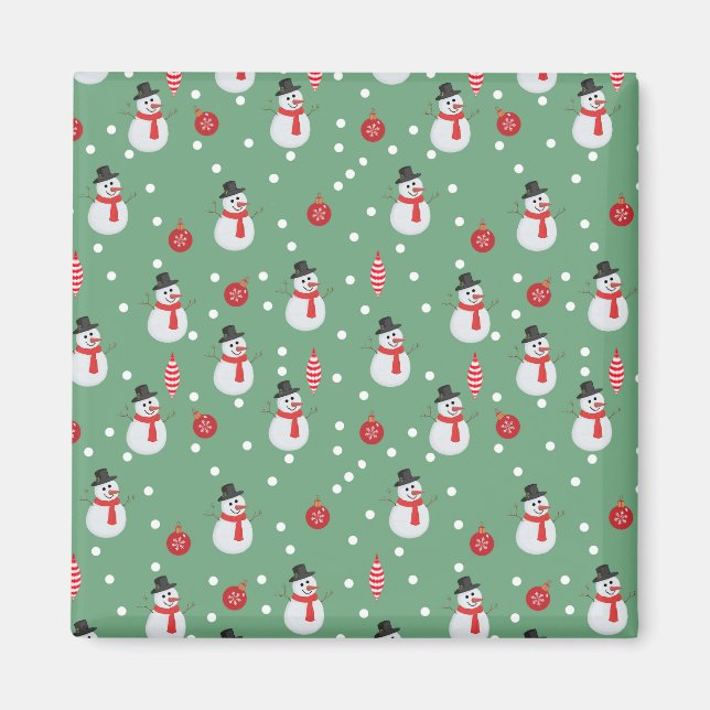 Imán Hombres de nieve y adornos navideños (Frente)