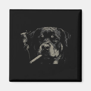 Imán Hombres Divertidos Perro Retro Rottweiler Fumando