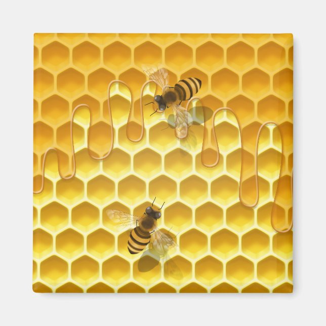 Imán Hombres dorados con Personalizable de abejas peque (Frente)