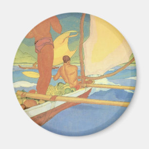 Imán "Hombres en una canoa de soporte dirigida hacia