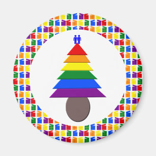 Imán Hombres gay arcoiris Árbol de Navidad y regalo