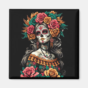 Imán Hombres La Catrina Cráneo Colorido Mexicano Día De