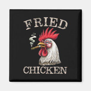 Imán Hombres mujeres con maleza gráfica de pollo fumand
