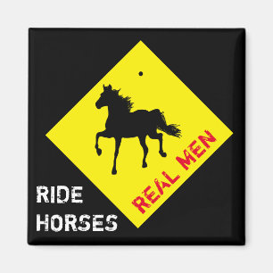 Imán Hombres Reales Montan Caballos y Fiestas / Rodeo M